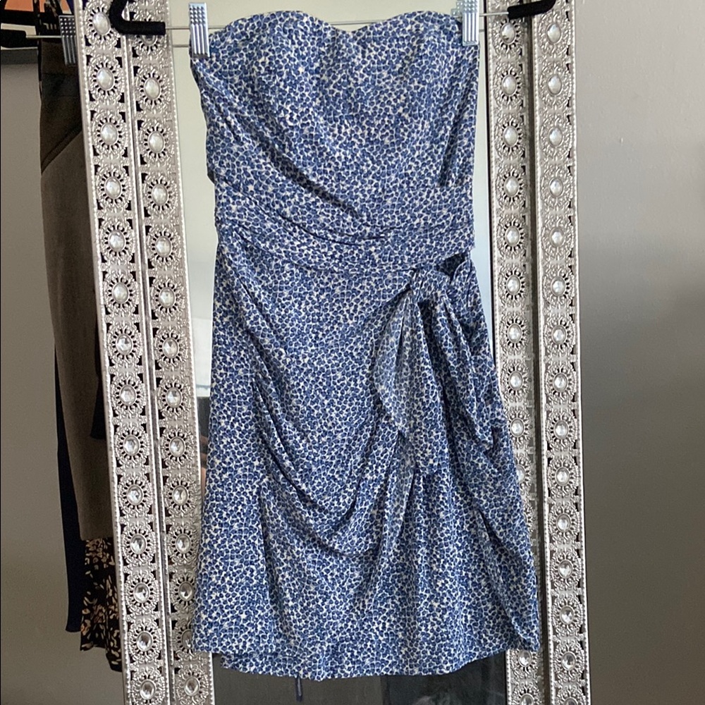 Club Monaco Strapless Blue Floral Dress 00